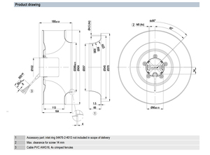 Ventilateur centrifuge à pales courbées en arrière EBM-Papst R3G400-AC13-30 EC, souffleur industriel pour unité de traitement d'air de ventilation HVAC - Product Image 4