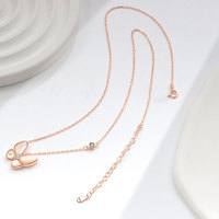 Elegante S925 Sterling Silber Feinschmuck Perlmutt Schmetterling Anhänger Halskette Süßer Leichter Luxus Damen Großhandel Bijoux Collares