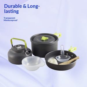 <span class=keywords><strong>Kit</strong></span> de cuisine d'extérieur pour 2-3 personnes - Ensemble de cuisine en aluminium avec pot de 17 cm et poêle de 18 cm - Product Image 6