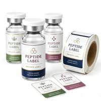 Autocollants personnalisés en vinyle découpé sur mesure pour flacons de peptides, étiquettes adhésives imperméables pour flacons en verre de 2 ml, 10 ml, 15 ml pour poudres de peptides de soin de la peau
