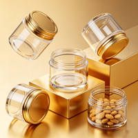 Pot cosmétique en plastique PET transparent personnalisé avec logo, couvercle en aluminium doré, large ouverture pour l'emballage de crèmes, vente en gros