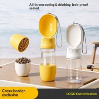Bouteille d'eau portable pour animaux de compagnie en élastomère thermoplastique anti-fuite imprimée Woobulsland avec cordon pour chats et chiens, idéale pour les voyages