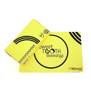Carton pliable Donut Box Macaron Bakery Candy <span class=keywords><strong>Sweety</strong></span> Food Jaune Boîtes en papier Emballage personnalisé Dessert Boîtes à biscuits - Product Image 2