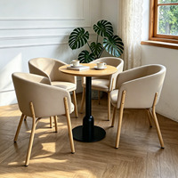 Conjunto de Muebles Minimalistas para Cafetería, Sillón de Tela Suave + Mesa Redonda de Madera para Uso Comercial y Doméstico