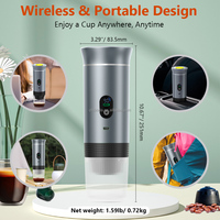 Cafetera Espresso Semiautomática Portátil de Nuevo Diseño, Recargable por USB/Eléctrica, con Pantalla LED, para Viajes y Hogar