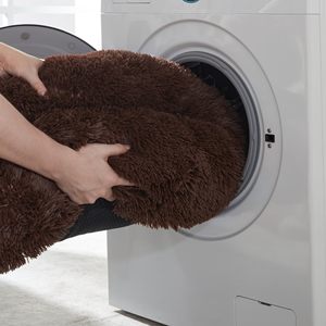 Wasch bares Kunst pelz Haustier Super weiches bequemes Donut Haustier Hunde bett für großen Hund Warm Round Custom ized Fluffy Plüsch Hunde bett - Product Image 5