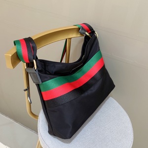 Women's Nylon Cross Body <b>Bag</b> Striped Red Green <b>Black</b> Water Resistant Fashion Shoulder <b>Bag</b> ladies fashion handbags - Product Image 1