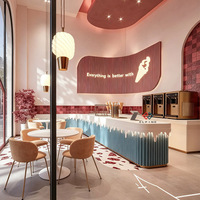 Ensemble de meubles de bar modernes et luxueux sur mesure avec comptoir en pierre, de bonne qualité, blanc et bleu, pour bars commerciaux et cafés