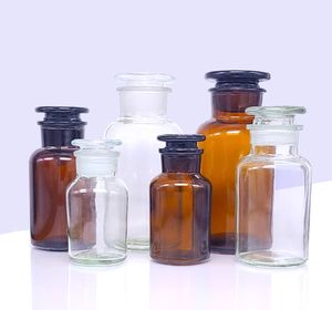 透明な琥珀色の口の広い化学実験ガラスの薬液30ml-1000ml包装のためのガラスストッパーが付いているPharmaの試薬の薬瓶 - Product Image 3