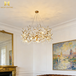 Lampadario Artistico Retrò Francese in Rame Massiccio a Forma di Ramo, Lampada a Sospensione Creativa Post-Moderna di Alta Gamma - Product Image 1