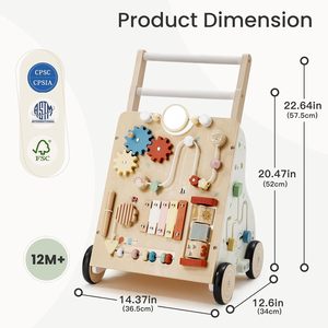 Centro Attività Montessori, <span class=keywords><strong>Girello</strong></span> in Legno per Bambini con Velocità Regolabile, Capacità di Carico 20KG, per lo Sviluppo di Bambini e Bambine - Product Image 3