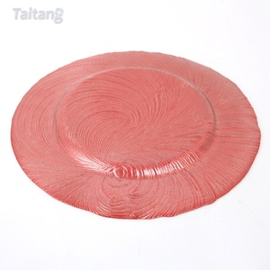 Decorazioni per matrimoni Taitang all'ingrosso <span class=keywords><strong>piatti</strong></span> <span class=keywords><strong>rossi</strong></span> nuovo piatto caricabatterie di lusso elegante - Product Image 3