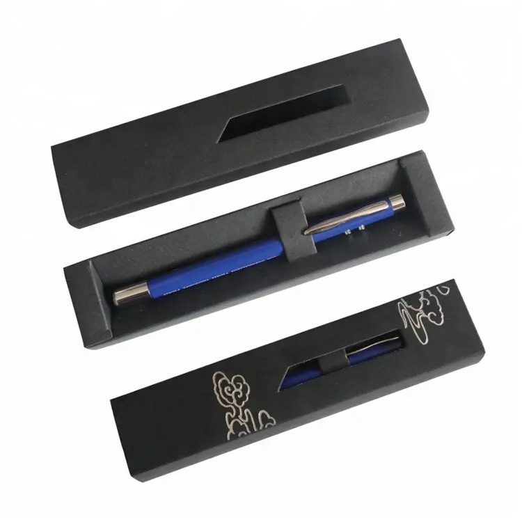Factory price office stationery printing black paper pen ink refill pen packaging box