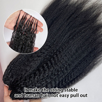 Extensions de cheveux humains indiens pré-séparées, tressées au crochet, style Kinky Straight Feather, sans nœuds, invisibles, pour professionnels