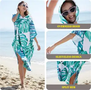Disesuaikan pencetakan mengubah Surf ponco jubah renang cepat kering Microfiber berkerudung handuk pantai