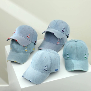 Nouvelle casquette de baseball lavable en denim réglable pour le printemps et l'été Casquette de baseball en tissu denim de couleur claire - Product Image 1