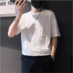 <span class=keywords><strong>Camiseta</strong></span> de Verano Moderna para Hombre, Personalizada, de Manga Corta, 100% Algodón, Tejida, Informal, con Estampado, Agujeros, Pedrería, Transpirable, Corte Holgado - Product Image 3