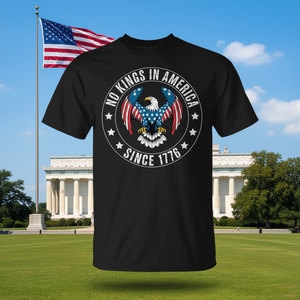 Camiseta No Kings In America Since 1776 con diseño de águila patriótica, camisa negra para hombre - Product Image 3