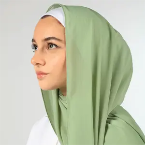 Wholesale high quality plain georgette scarf thick bubble heavy chiffon hijab Muslim borong tudung woman shawl