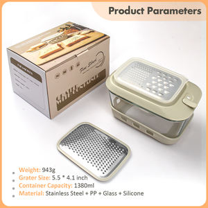 <span class=keywords><strong>Mandoline</strong></span> multifonction 3 en 1 pour légumes, concombre, pomme de terre, carotte, gingembre, fromage, râpe, récipient, manuel, en acier inoxydable - Product Image 3