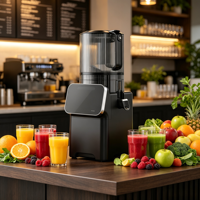 Extracteur de jus à froid à écran tactile, grande goulotte d'alimentation, presse-agrumes à mastication avec affichage numérique pour fruits et légumes