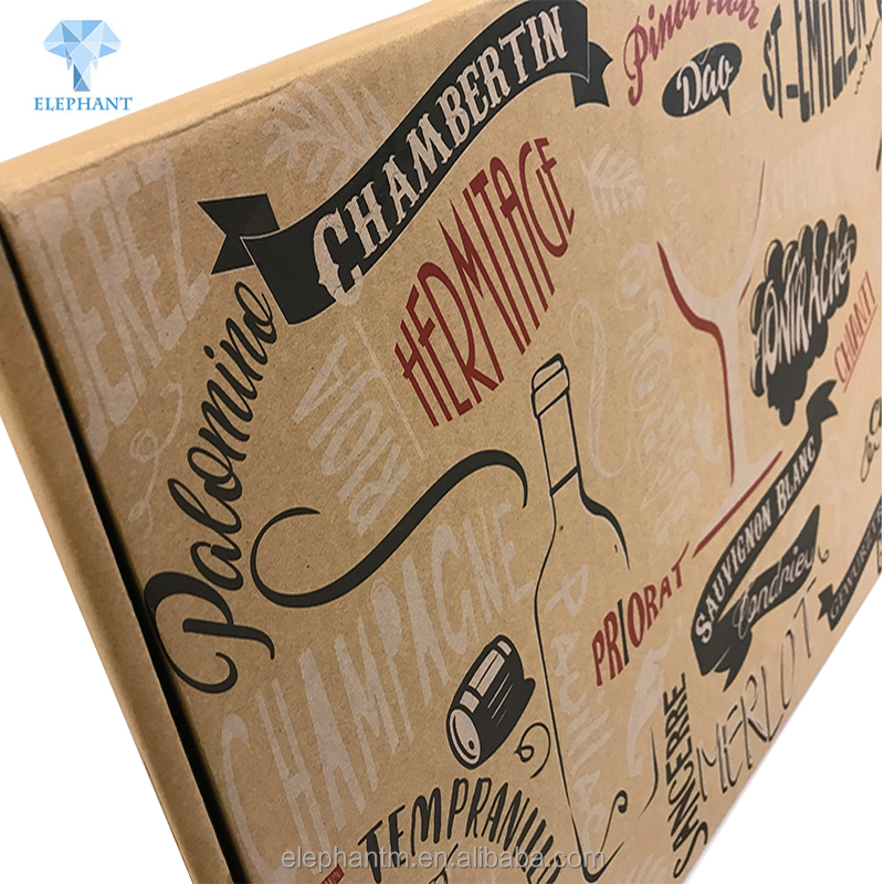 Luxury Folding Big Wine Kraft Printing Boxes 6 Wine Bottles Packaging Gift With Custom Logo