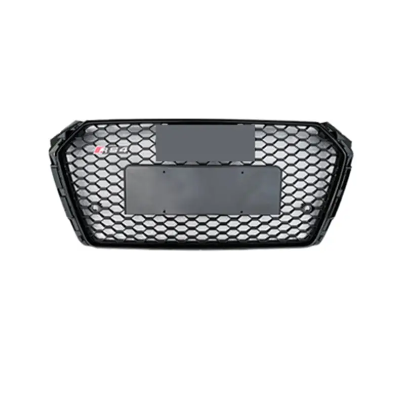 Black Mesh Front stoßstangen grill Für Audi A4 B9 S4 2017-2019 Upgrade RS4 Style Auto Honeycomb Racing Grill Chrom Emblem