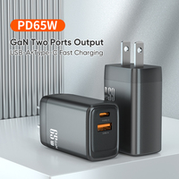 Chargeur mural US Plug 65W GaN | Adaptateur secteur PD65W USB et chargeur de voyage à charge rapide de type C pour téléphones portables