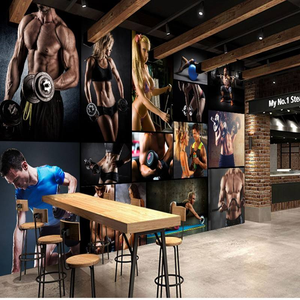 Carta <span class=keywords><strong>da</strong></span> Parati 3D Personalizzata Autoadesiva con Foto di Uomini e Donne Sportivi, Decorazione Murale per Palestra e Fitness in Stile Coreano - Product Image 2