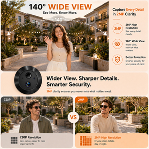 Nouvelle caméra de visiophone 1080P HD 5 pouces 10000mAh avec écran, grand angle 140 degrés, pour appartement, compatible Tuya - Product Image 2