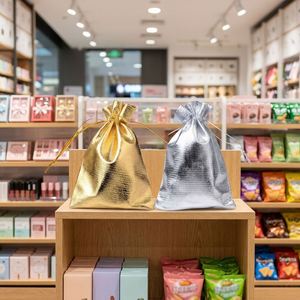 Pochette Cadeau Personnalisée de Luxe en Satin Doré avec Cordon, pour Bijoux et Bonbons, Sac de Fête de Mariage, Logo Imprimé Sérigraphié, MOQ 75 Pièces, Vente Directe Usine - Product Image 6