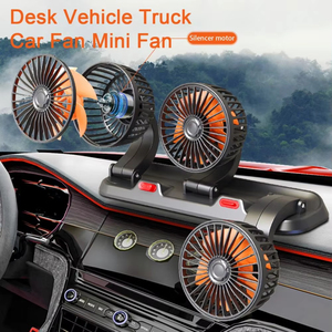 Huyo 360 Adjustable 3-Head Portable Touch Control Car Fan Multi-Function <b>USB</b>/12V/24V 2-Speed Silent Fan for Home & Car Use - Product Image 3