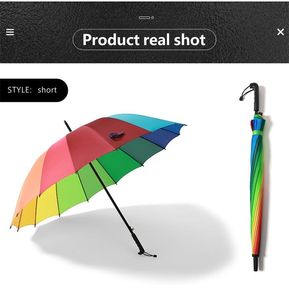 16 Ossos Alta Qualidade Arco-íris Guarda-chuva Extra Forte Guarda-chuva Golfe Automático Aberto À Prova de Vento Extra Forte & Grande para <span class=keywords><strong>2</strong></span> Pessoas - Product Image 6