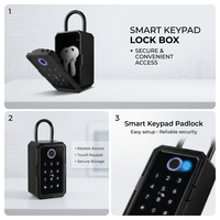 Boîtier à Clés Intelligent avec Passerelle WiFi – Accès par Empreinte Digitale, Carte IC ou Mot de Passe pour Porte en Acier Inoxydable, Compatible Tuya et TTlock, Passerelle WiFi Incluse