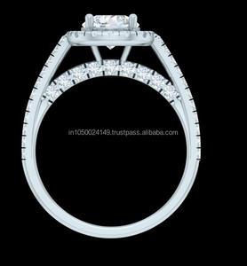 Bague en argent sterling 925 coupe classique diamants de laboratoire cultivés Double rangée réglage de lunette fiançailles fête cadeau ensemble plaqué or à la mode - Product Image 3