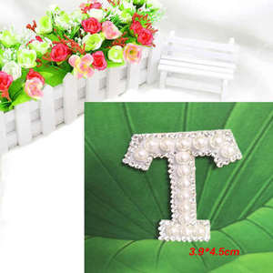 文字パッチパールラインストーンレターパッチアルファベット鉄 - Product Image 2