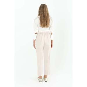 Puane Women's Carrot Fit Fabric <b>Trousers</b>, Comfortable Beige Casual Pants with Modern Design, Model 18118PNT - Product Image 3