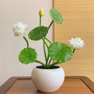 Flor de Loto Artificial Qingyu Chronicle de 25 cm, Planta en Maceta de Seda Realista para Altar de Buda, Decoración del Hogar - Product Image 3