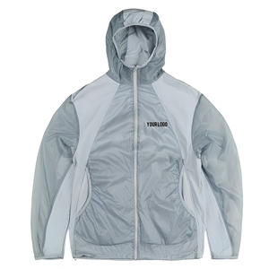 Lightweight Spring Thin Hooded Running Bomber <b>Jacket</b> Zip-Up Waterproof Windproof Sports Outerwear with Front Custom Logo - Product Image 1