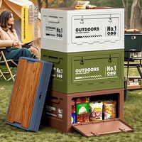 Boîte de rangement rectangulaire pliable en PP pour extérieur, scellée, capacité 40L-50L, moulée par injection, portable, pour camping et coffres de voiture, design moderne