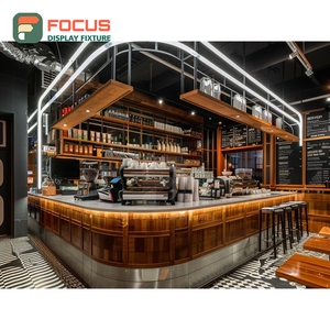 <b>Compact</b> Coffee Display Cabinet Black Walnut Finish Coffee Bean Display Area Roastery Display Cabinet - Product Image 6