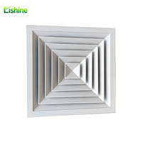 Diffuseur de plafond carré en alliage d'aluminium durable pour conduits CVC avec garantie de 2 ans pour la vente en gros et les projets CVC