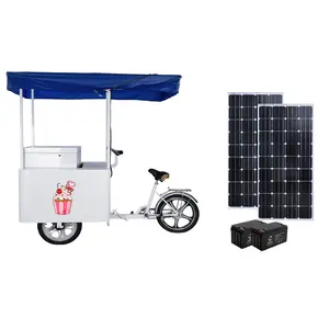 Italian Cold Plate Ice Cream Bike Cart 3 Wheel with 108 litres cooler box solar energy