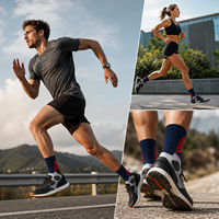 Chaussettes de course - Antidérapantes, séchage rapide, respirantes, légères, antibactériennes, toutes saisons