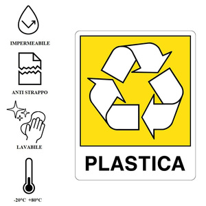 Kit de 6 panneaux de signalisation pour tri sélectif 25x31cm en PVC, autocollants pour verre, plastique, papier, sec, humide, aluminium - Product Image 4