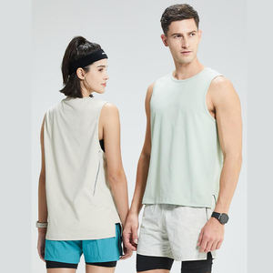 Venta al por mayor Fitness Muscle Gym Custom Men/Stylish Summer Workout Curved Singlet Vest - Product Image 2