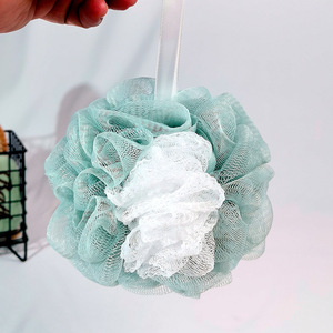 Bath Flower <b>Sponge</b> Soft <b>Exfoliating</b> Body Cleansing Bath Ball Green White Flower Shape For Adults And Children - Product Image 2