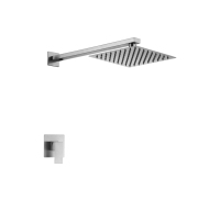 Ensemble de douche mural carré de luxe classique en acier inoxydable avec mitigeur à robinet céramique pour eau chaude/froide