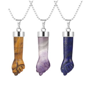 Collier pendentif en pierre d'améthyste sculptée à la main, nouveau design, bijoux Reiki <span class=keywords><strong>CSJA</strong></span> G291, cadeau pour enfants - Product Image 4