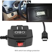 Câble d'alimentation chargeur OBD à Type C pour caméra de tableau de bord DVR de voiture 24h accessoires de voiture de stationnement Protection de la batterie